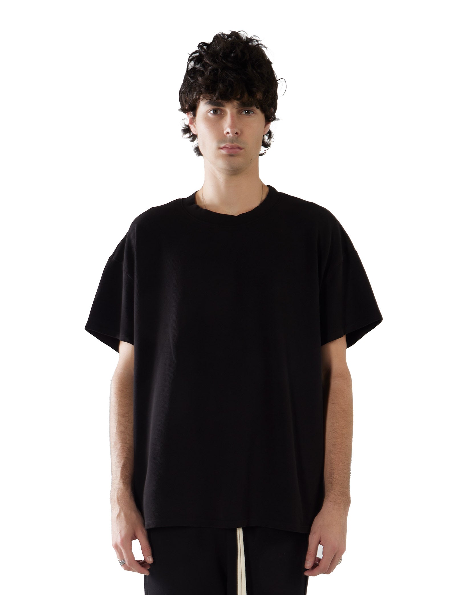 LES TIEN OVERSIZED TEE ロンハーマン LES TIEN - For Him - Piqué Oversized Tee in Jet Black