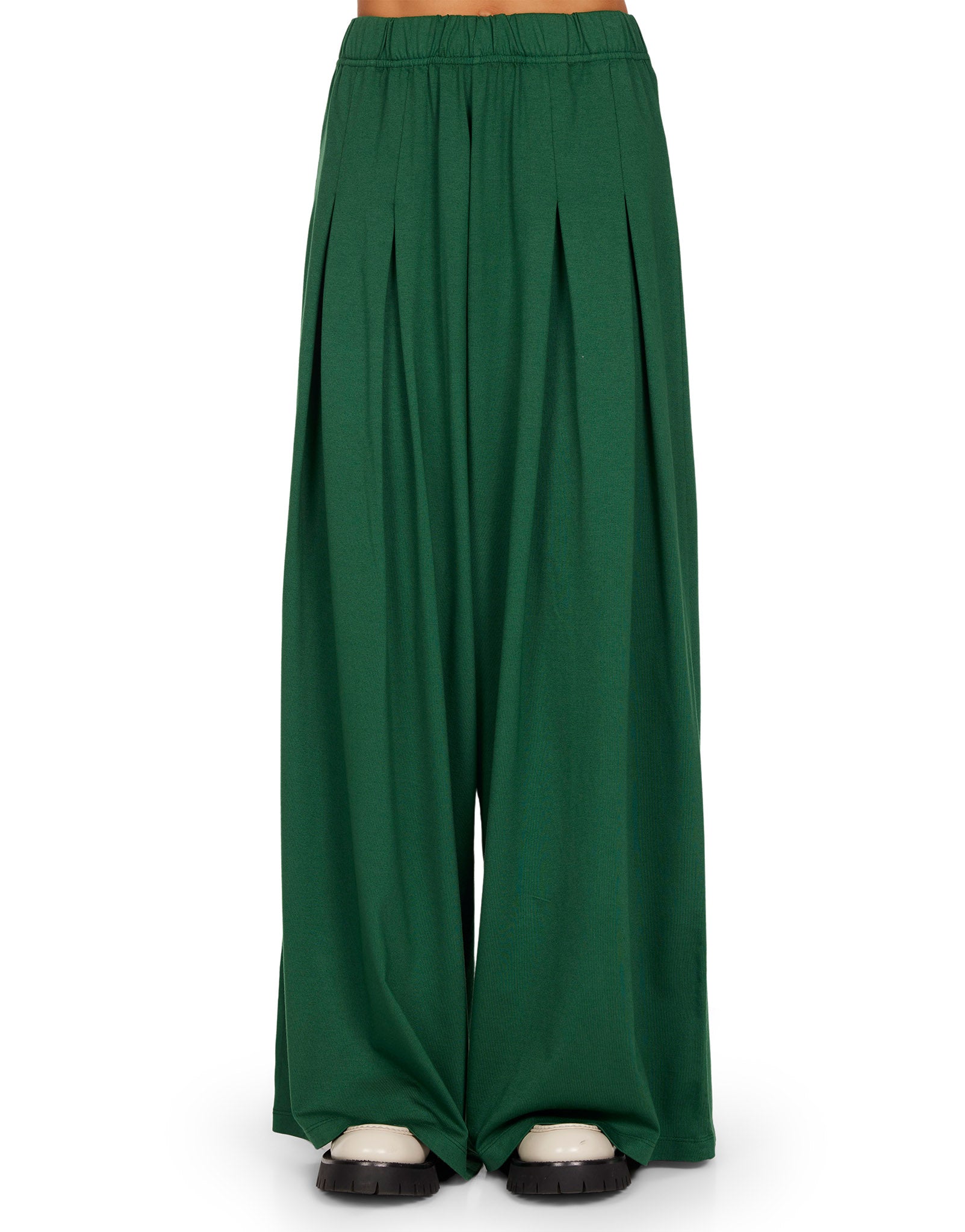 LOOPE ルーペ OUTSIDE PLEATED TROUSERS 33 Lux Jersey Julia Pleated Palazzo Pant - Verde – L E S T I E N