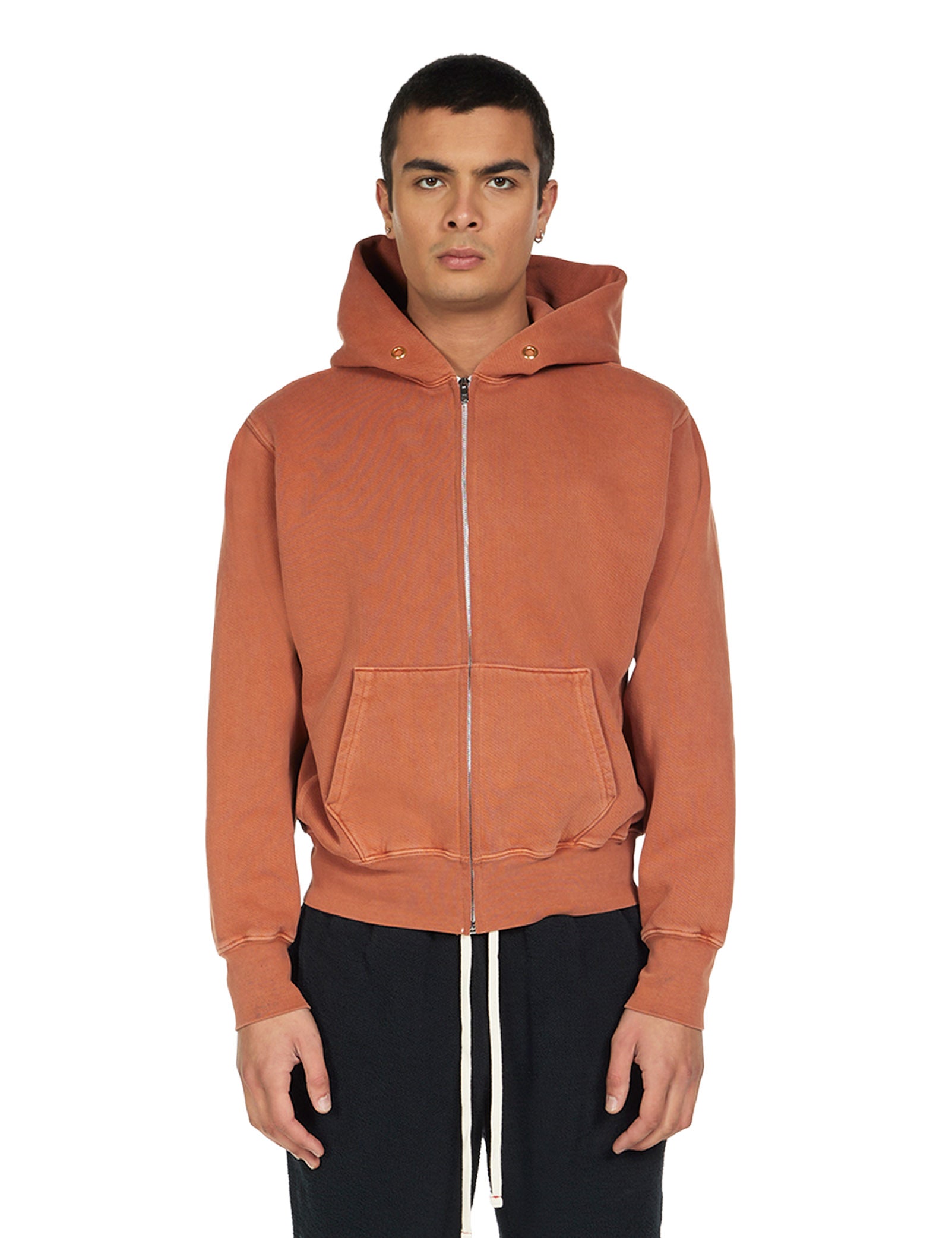 Heavyweight Zip Hoodie - Washed Burnt Orange – L E S T I E N