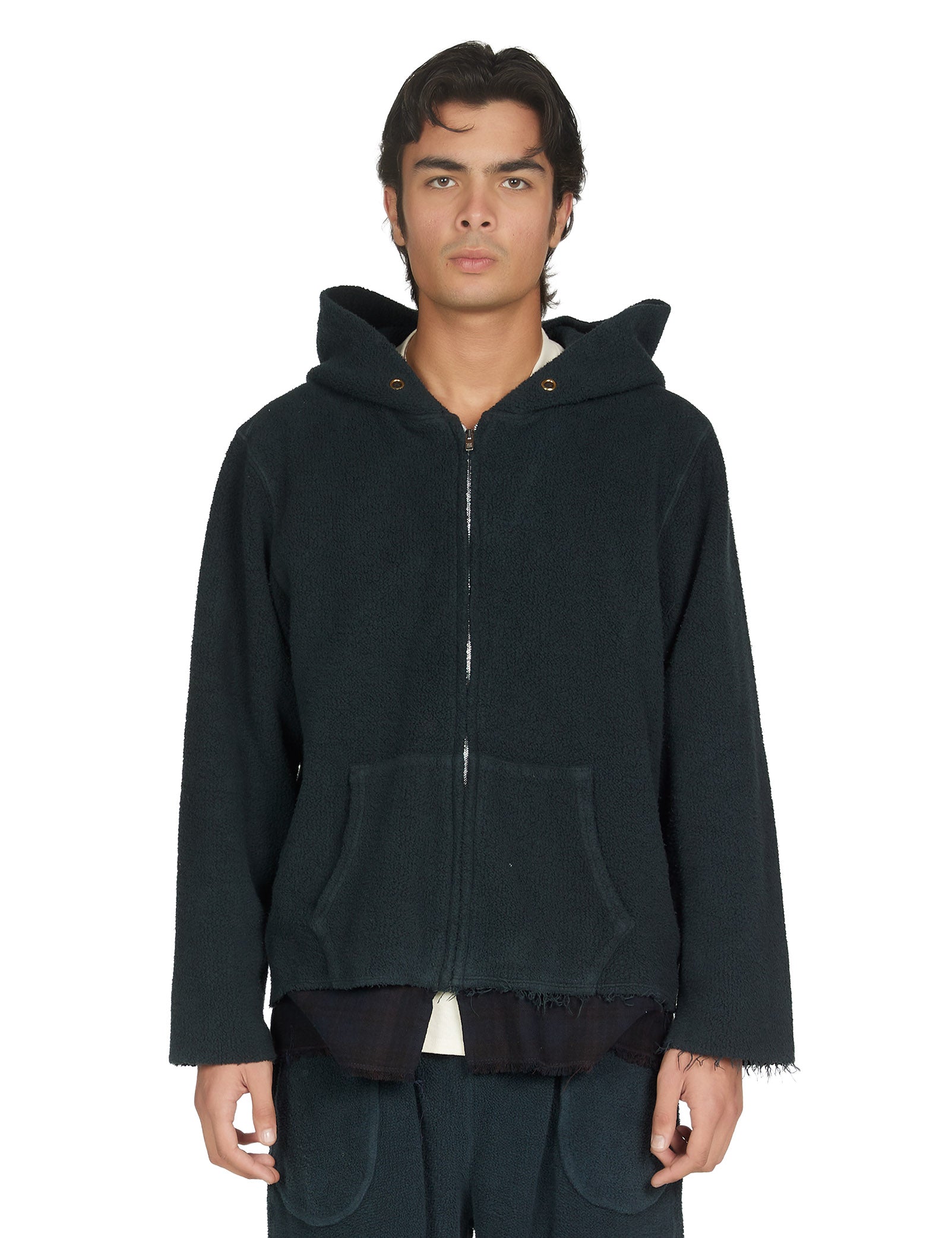 Heavyweight Raw Zip Hoodie w/ Plaid Lining