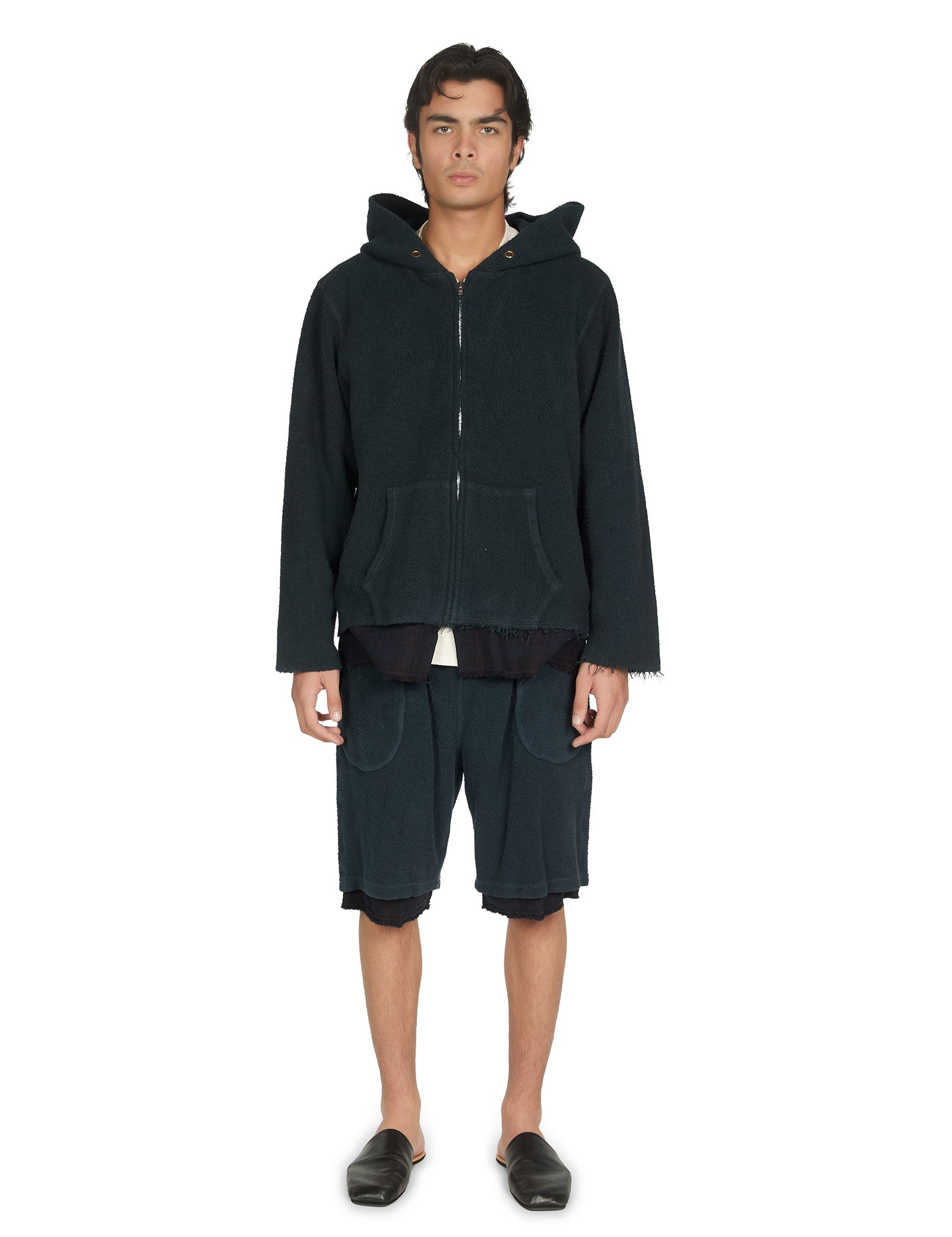 Heavyweight Raw Zip Hoodie w/ Plaid Lining