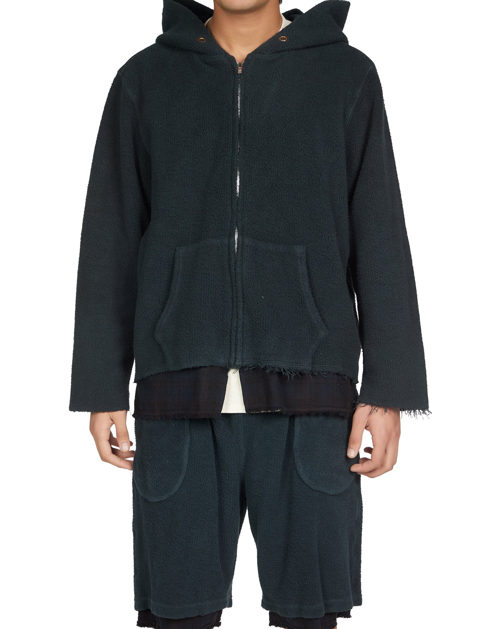 Heavyweight Raw Zip Hoodie w/ Plaid Lining