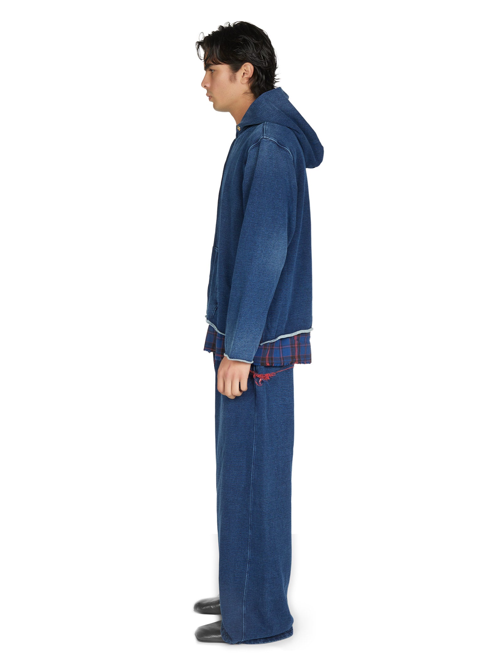 Heavyweight Raw Zip Hoodie w/ Plaid Lining