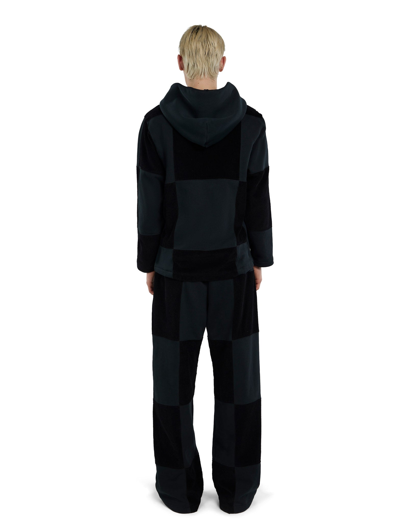 Patchwork Raw Zip Hoodie
