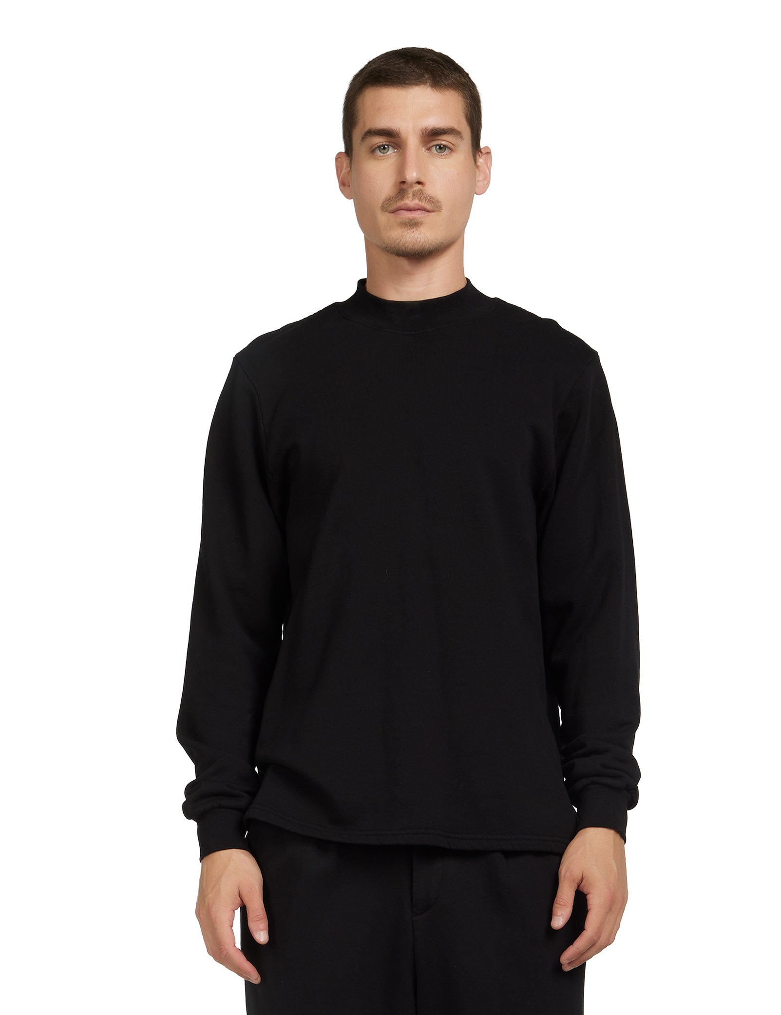 French Terry Polo Mock Neck