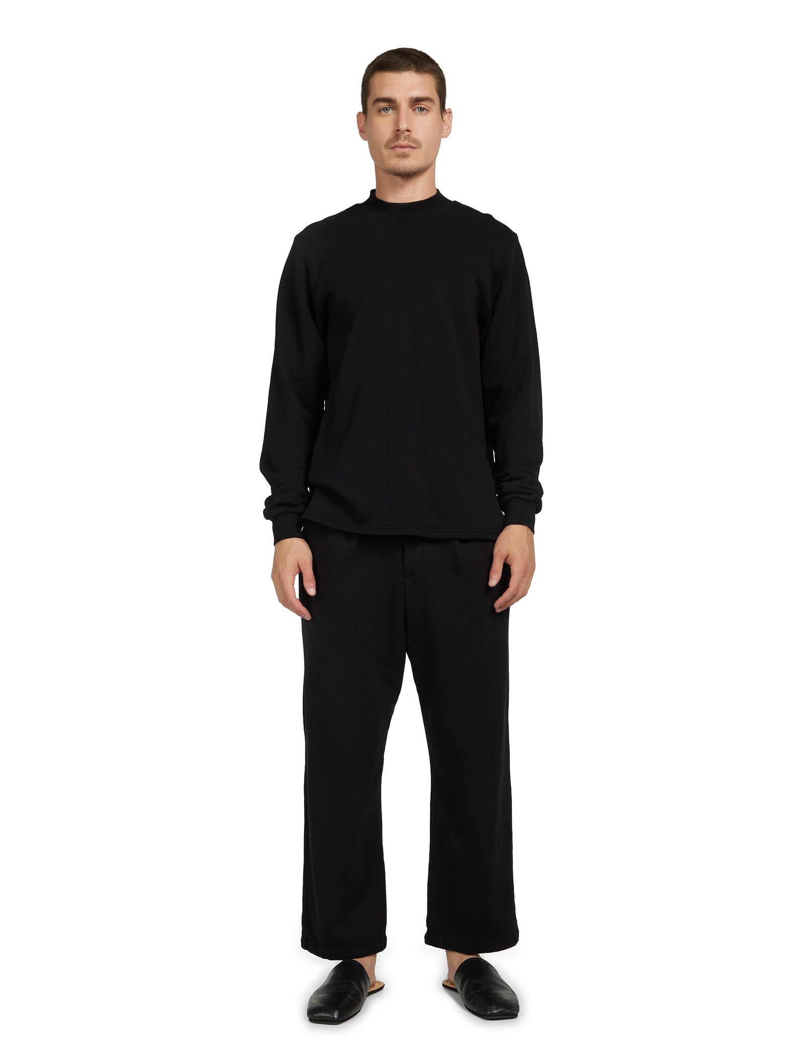 French Terry Polo Mock Neck