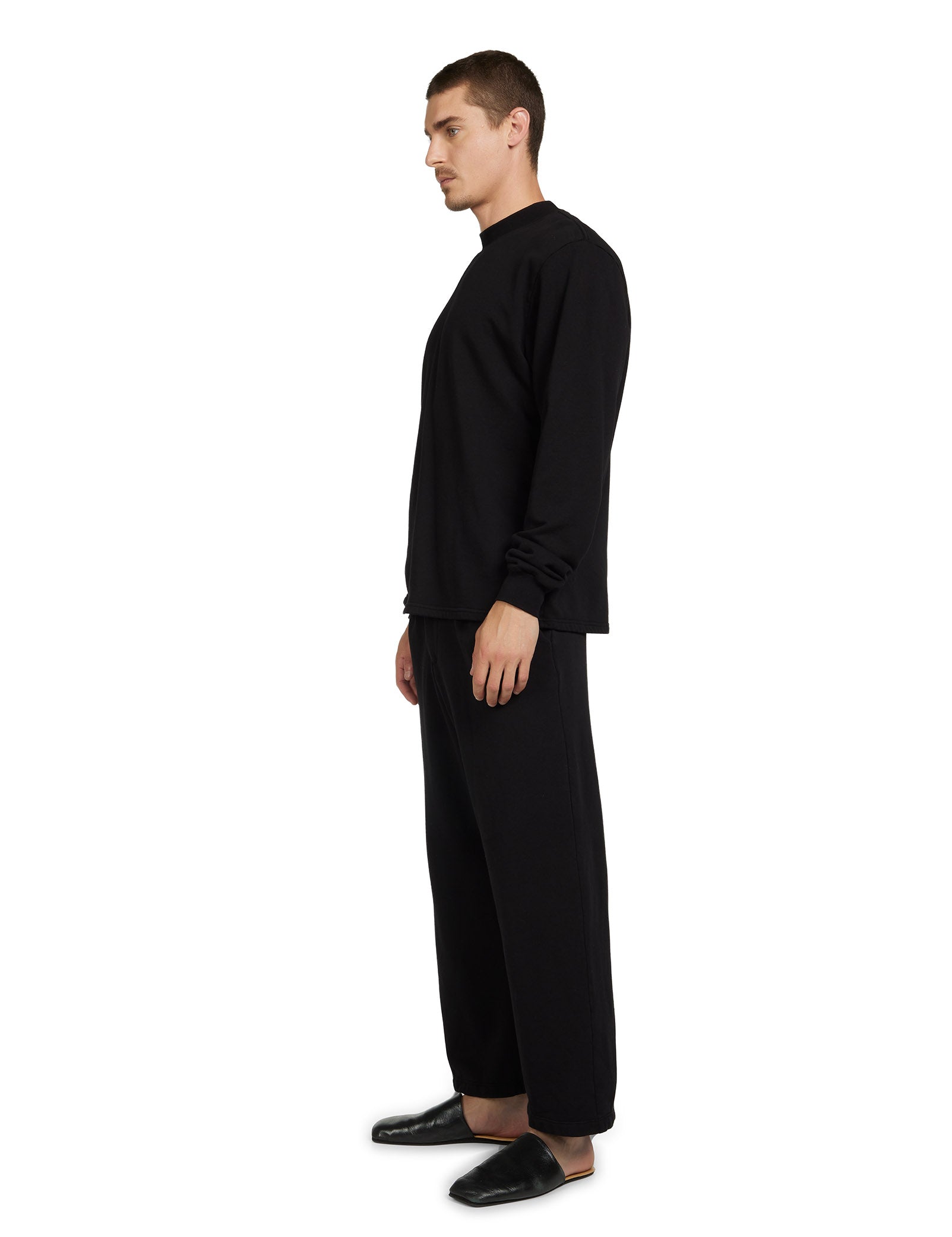 French Terry Polo Mock Neck