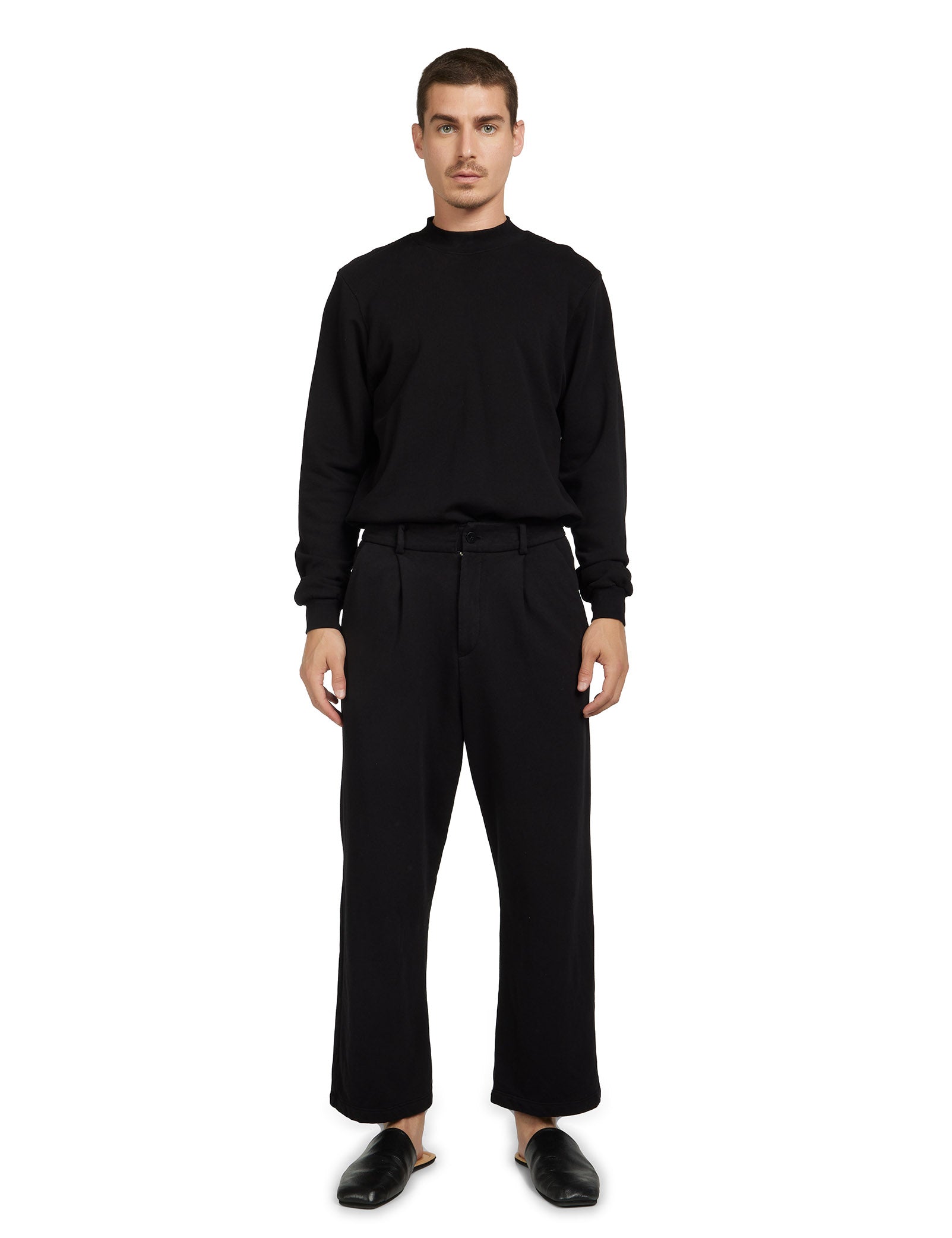 French Terry Polo Mock Neck