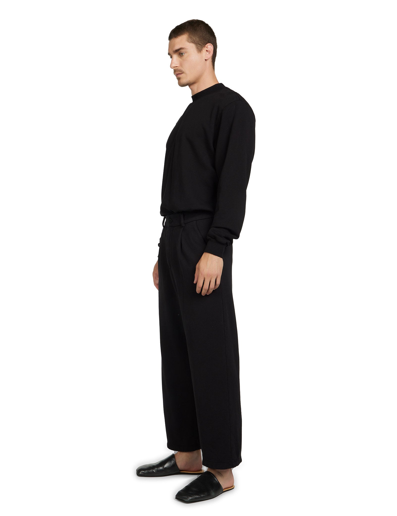 French Terry Polo Mock Neck