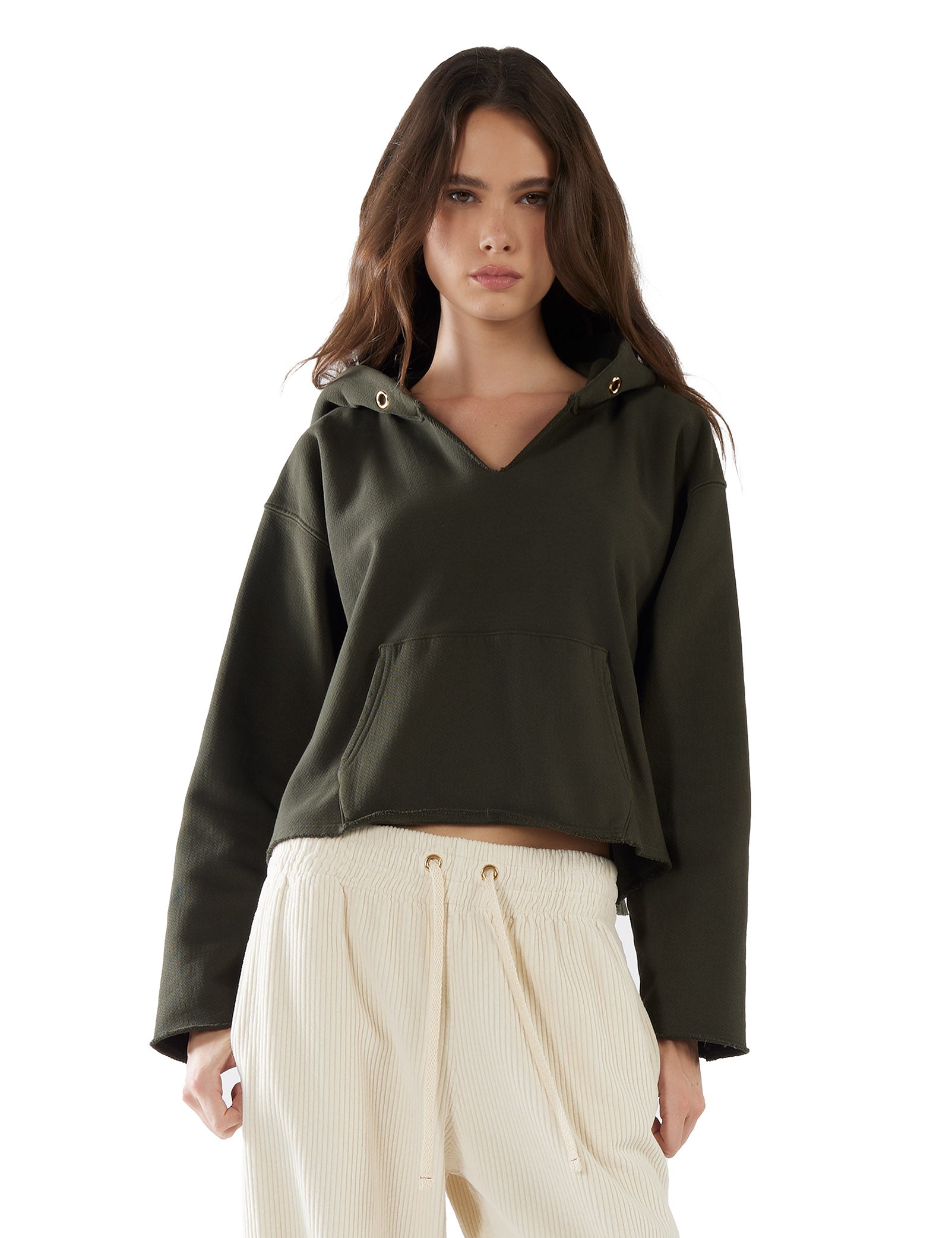 Rachel Raw Crop Hoodie