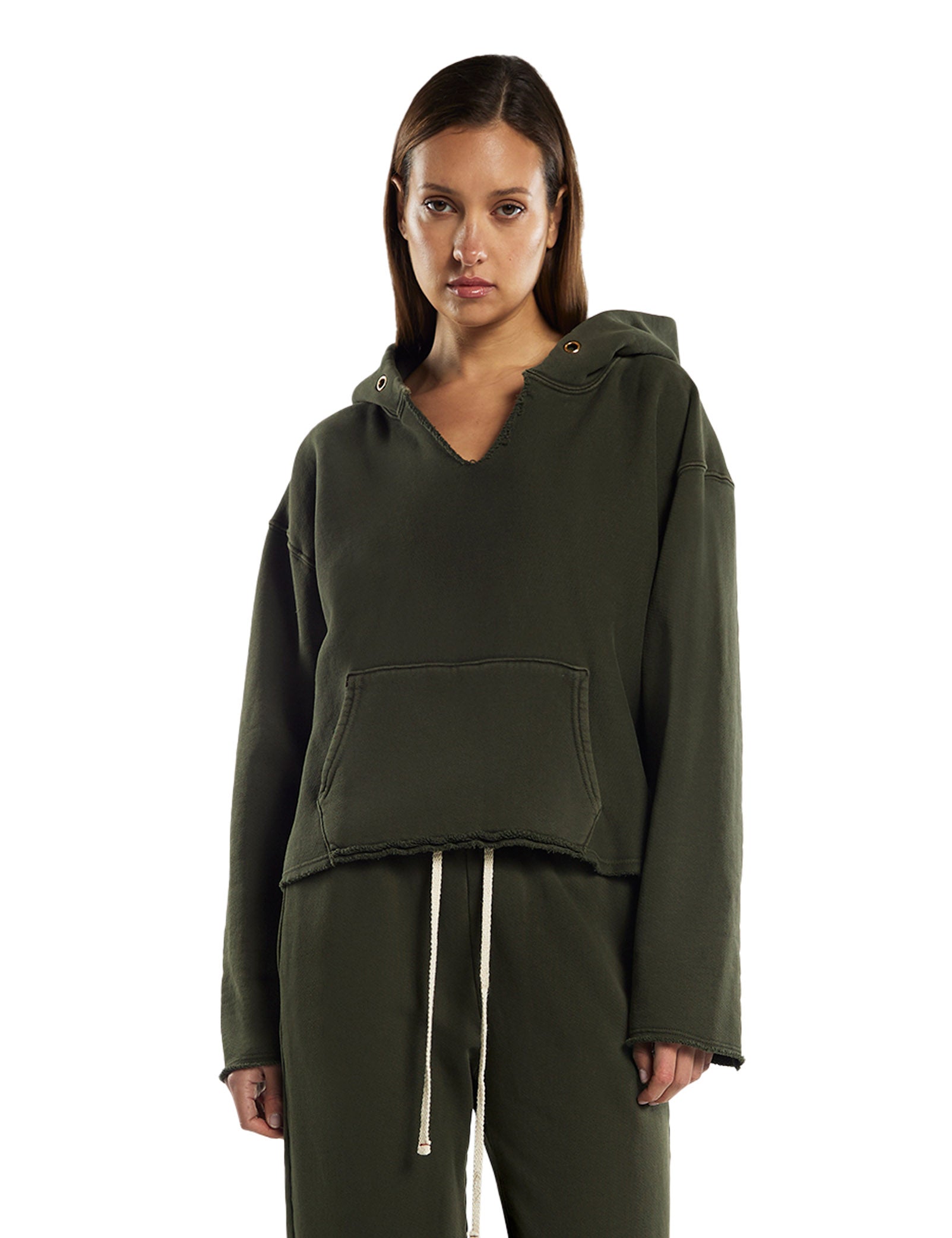 Rachel Raw Crop Hoodie