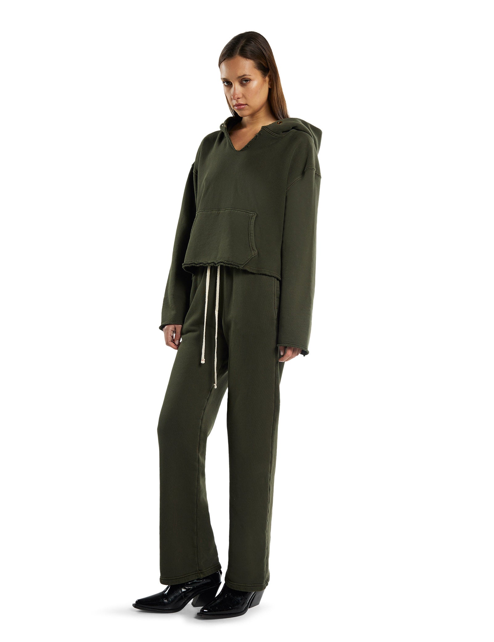 Rachel Raw Crop Hoodie