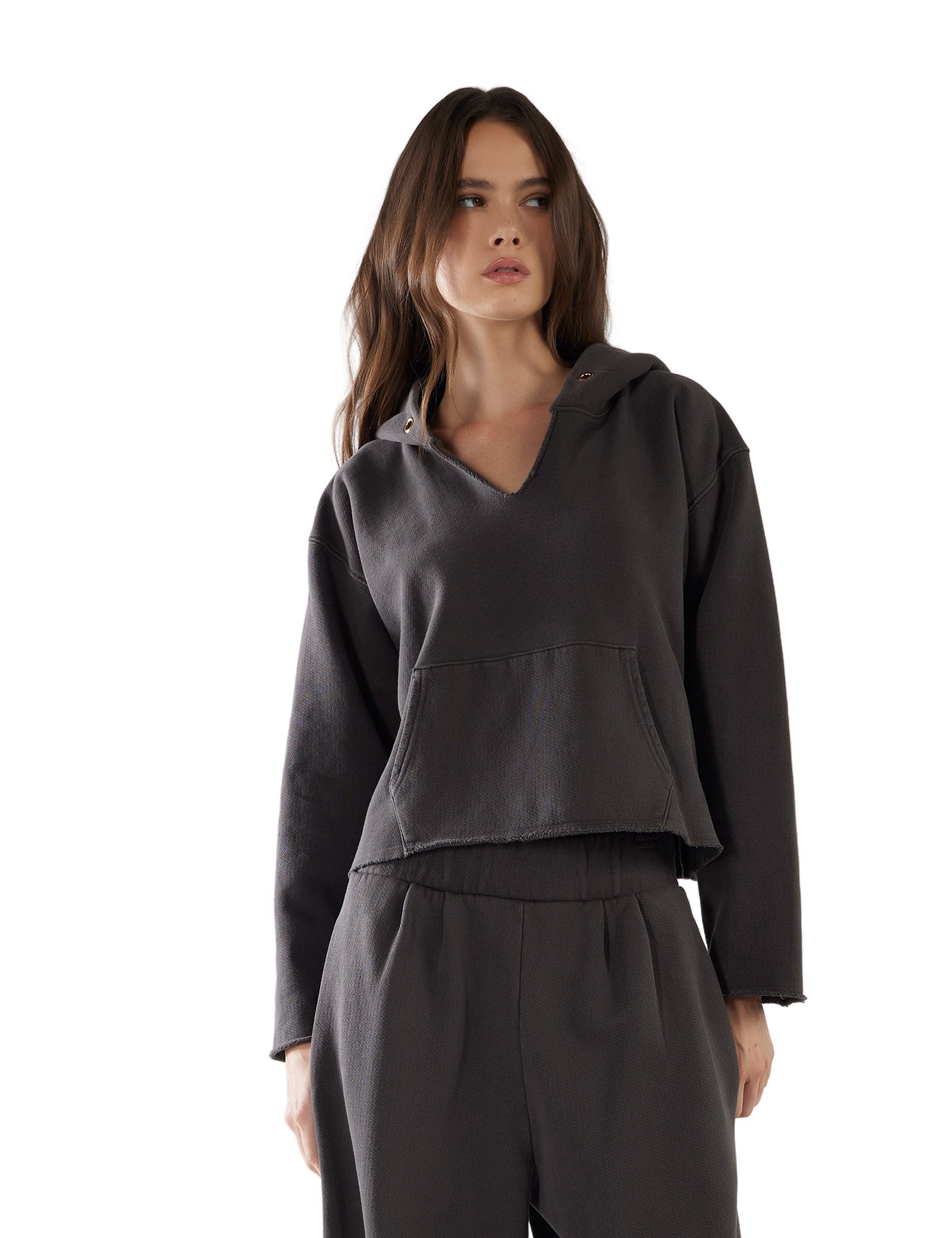 Rachel Raw Crop Hoodie