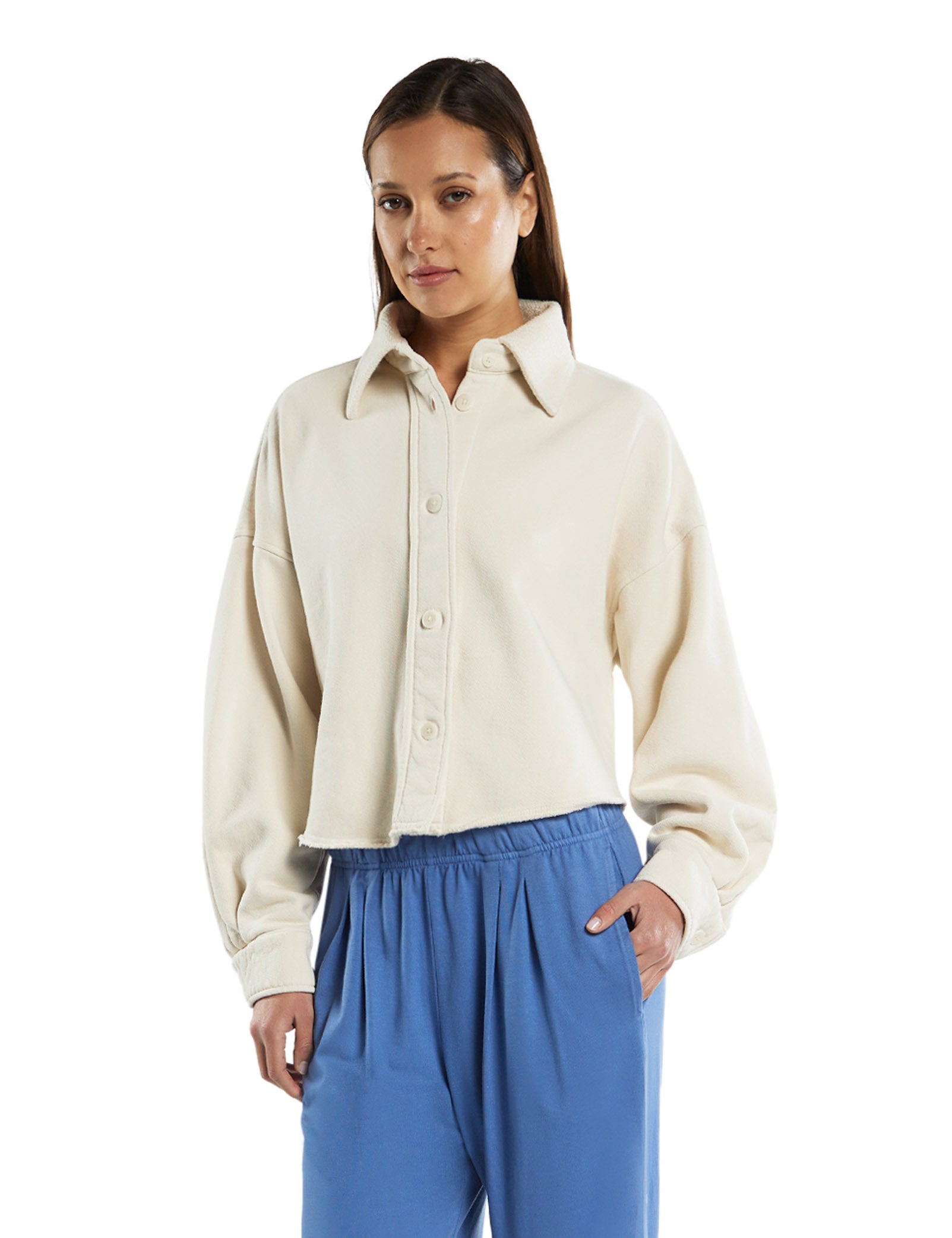 Phoebe Oversized Crop Button Up