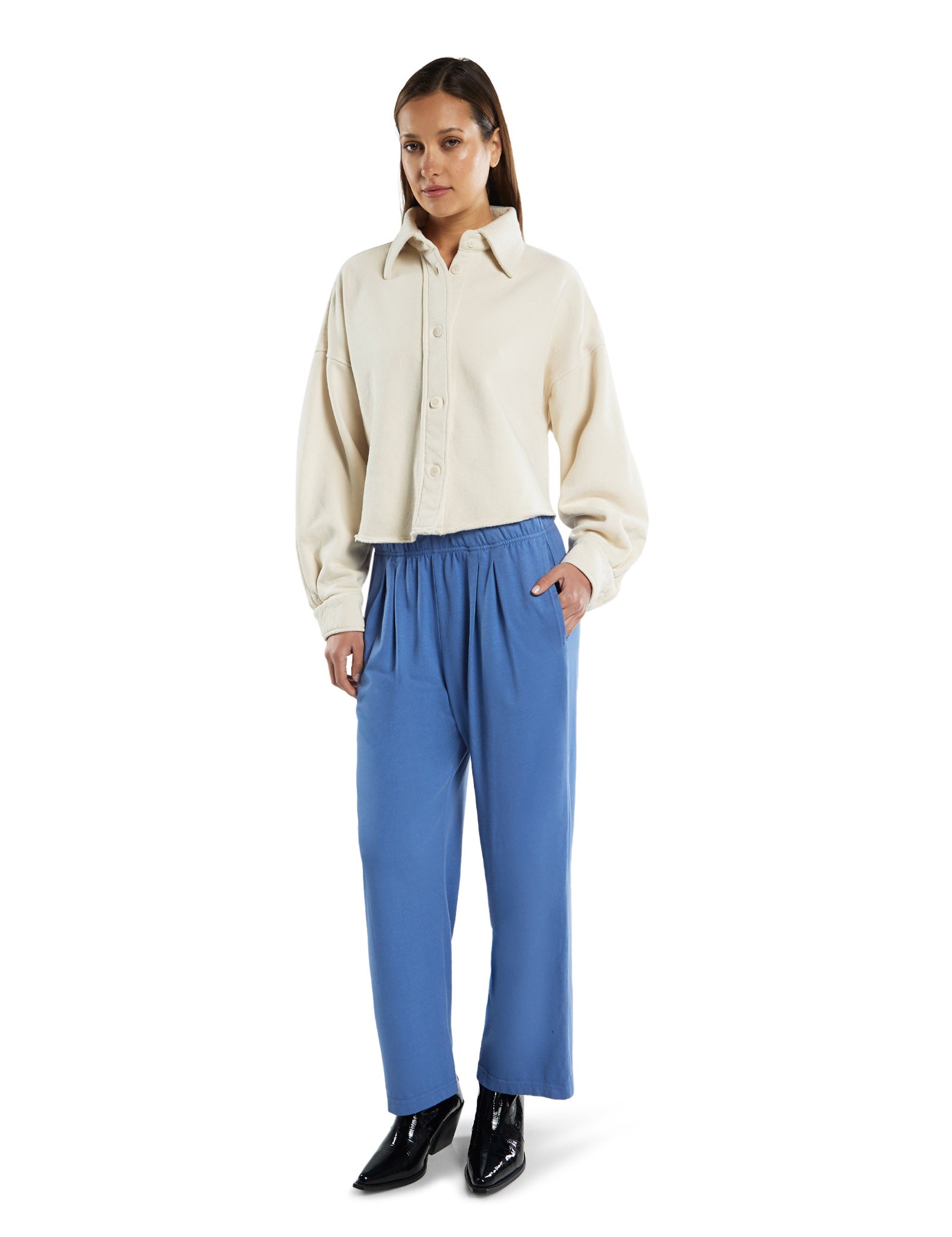 Phoebe Oversized Crop Button Up