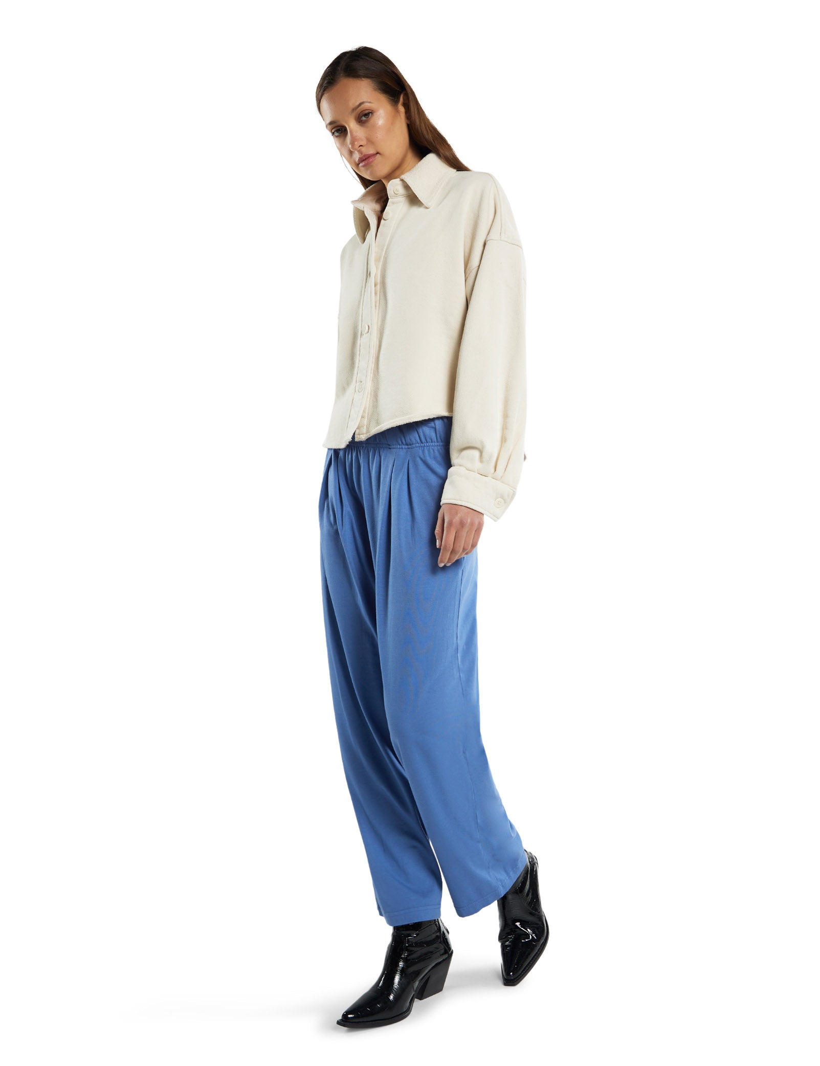 Phoebe Oversized Crop Button Up