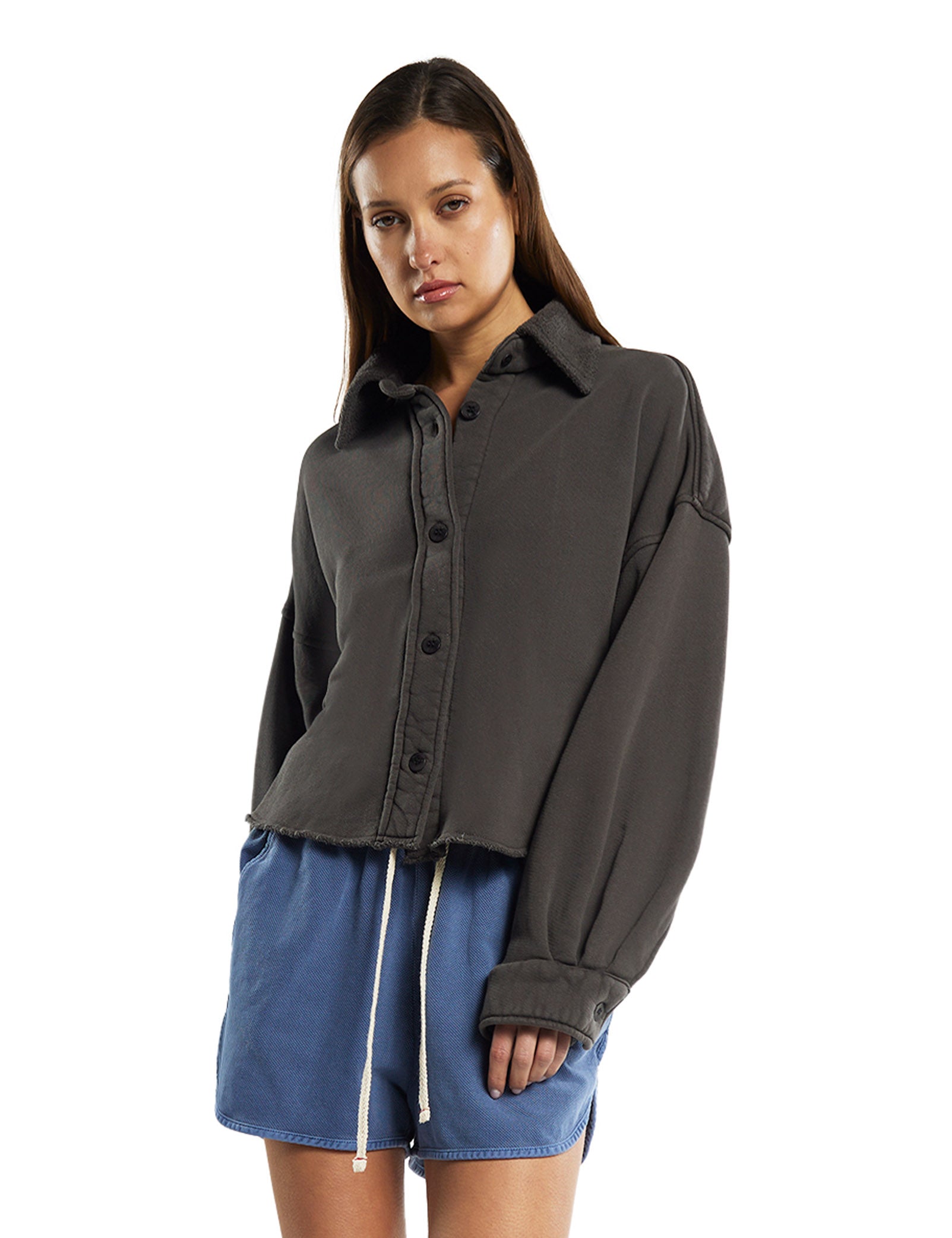 Phoebe Oversized Crop Button Up