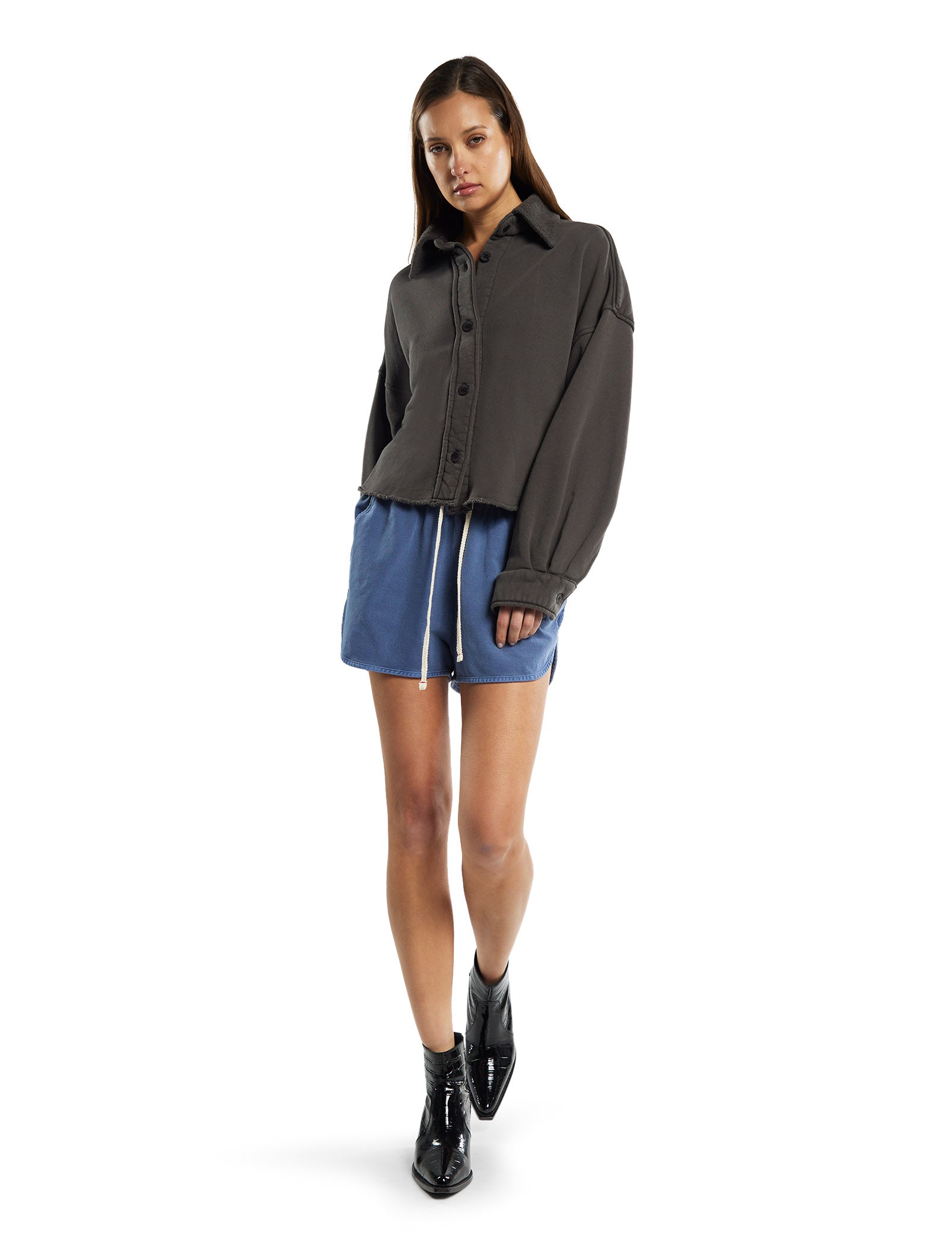 Phoebe Oversized Crop Button Up