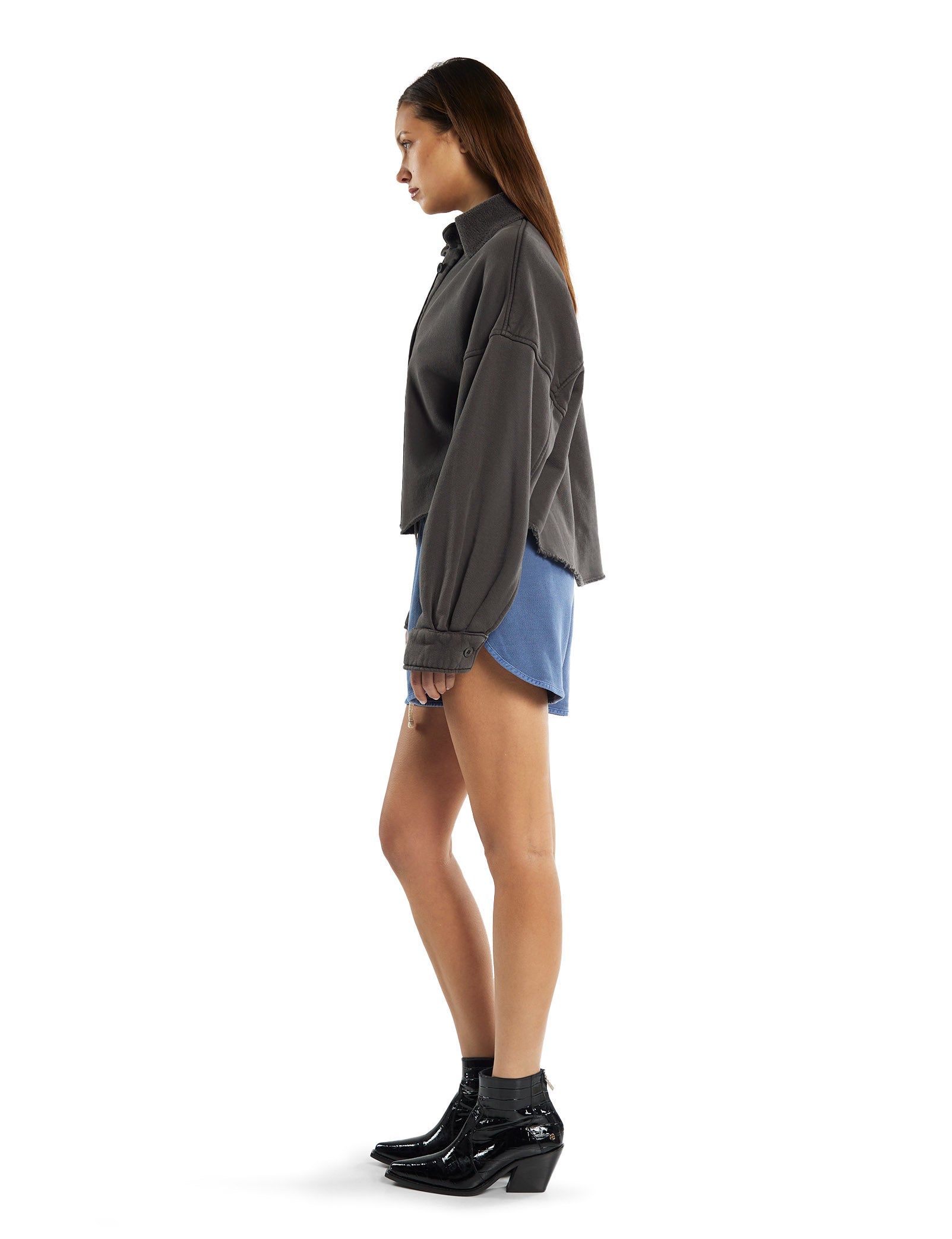 Phoebe Oversized Crop Button Up