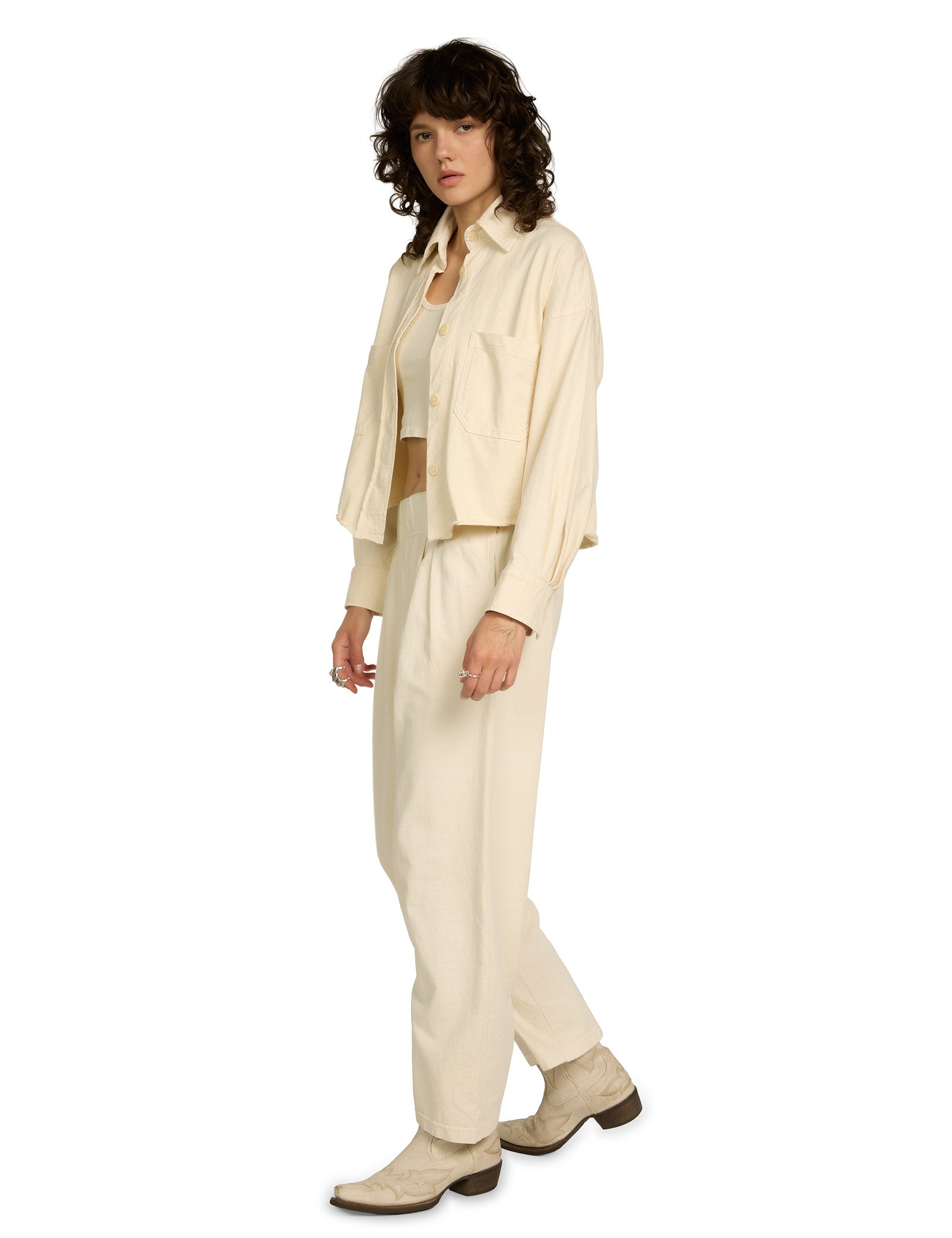 Coopa Oversized Crop Button Up