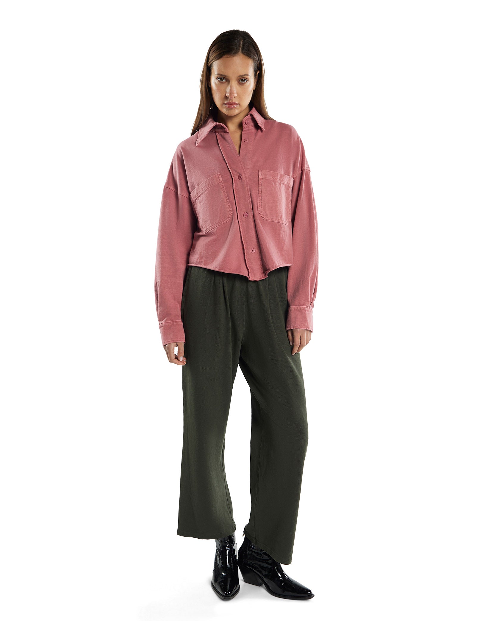 Coopa Oversized Crop Button Up