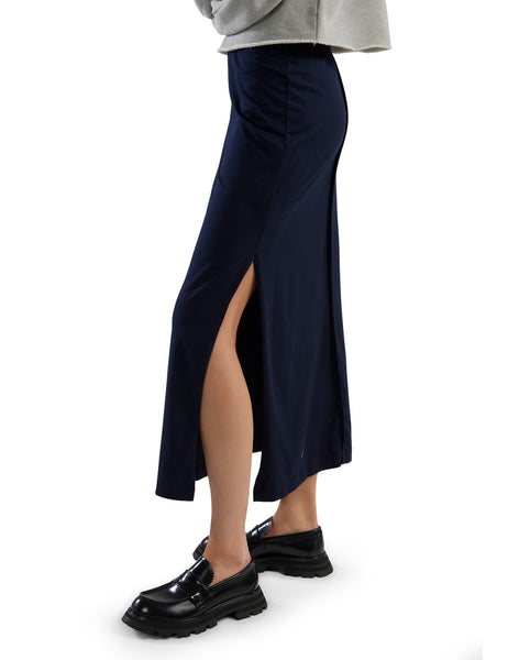 ロングスカート★キルシ★PLAIN JERSEY LONG DARK NAVY Lux Jersey Max- Maxi Side Slit Skirt - Navy – L E S T I E N